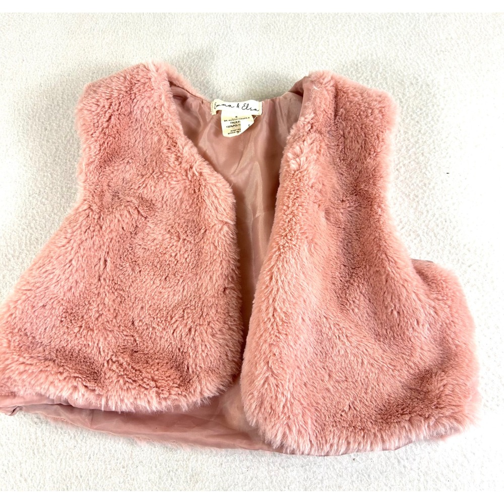 Emma‎ & Elsa Faux Fur Vest Kids Size 6 Pink Coquette